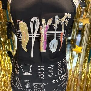 BIG Brand Black Cooking Chef Apron EUC One Size OS Gift Conversion Turkey Kitsch